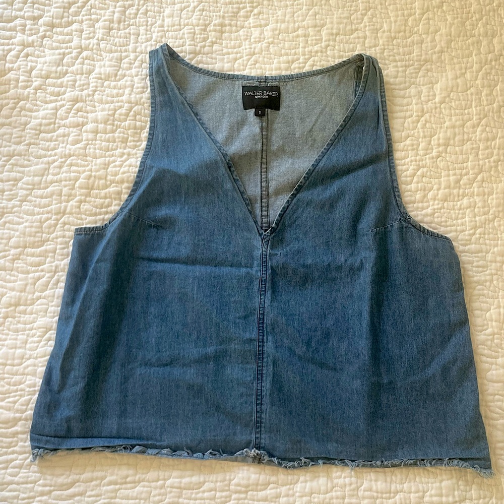 Lightweight Denim Tank with Fray Hem